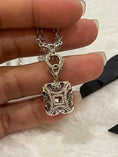 Load image into Gallery viewer, Rare & Exquisite pink morganite diamond pendant w/ stunning unique Swarovski crystal chain, detachable pendant design w/ adjustable length
