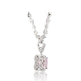 Load image into Gallery viewer, Rare & Exquisite pink morganite diamond pendant w/ stunning unique Swarovski crystal chain, detachable pendant design w/ adjustable length
