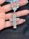 Load image into Gallery viewer, 14k White Gold Vermeil Cuban Cross Pendant VVS Men’s Iced Out GRA Certified | 100% Passes Diamond Test | Real Moissanite Diamond Cross Charm
