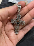 Load image into Gallery viewer, 14k White Gold Vermeil Cuban Cross Pendant VVS Men’s Iced Out GRA Certified | 100% Passes Diamond Test | Real Moissanite Diamond Cross Charm
