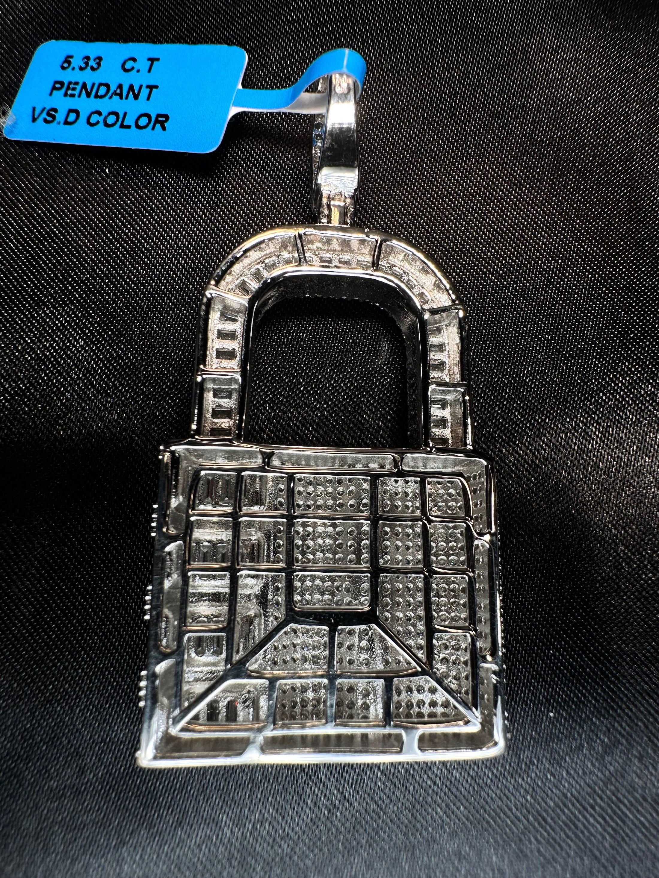 VVS Certified Lock Charm | Real Moissanite | Hip Hop Necklace | 100% Pass Diamond Test | Statement Necklace | Padlock Jewelry | Gift for Him