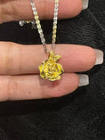 Load image into Gallery viewer, Flower Cremation Urn for Women | 10K Real Gold Chain w/925 Gold Vermeil Urn Pendant for Human or Pet Ashes | Rose Flower Urn Necklace Gift
