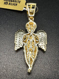 Load image into Gallery viewer, Angel Pendant Gold Vermeil, Custom Iced Out MOISSANITE Angel Pendant 14k yellow gold finish, PASSES Diamond Tester!
