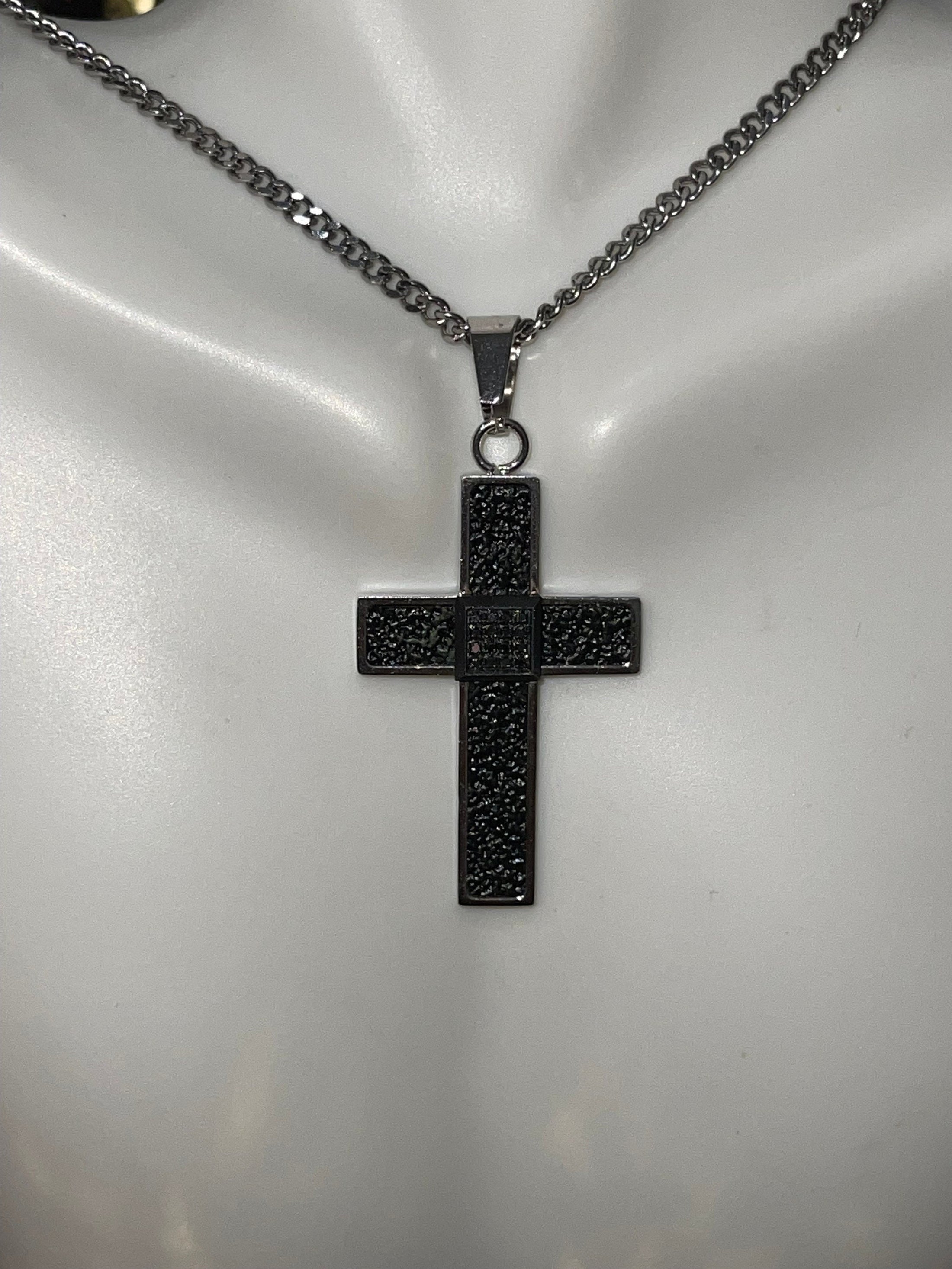 Genuine Rare Black Diamond Cross Pendant, 100% passes diamond testers, Cross pendant for men, unique Gift for him, Black Diamond Men Cross