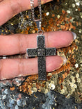 Cargar la imagen en la vista de la galería, Genuine Rare Black Diamond Cross Pendant, 100% passes diamond testers, Cross pendant for men, unique Gift for him, Black Diamond Men Cross
