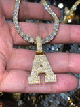 Cargar la imagen en la vista de la galería, VVS GRA certified Lab Diamond A initial Pendant, A letter charm, 100% passes diamond testers, 14K Gold vermeil diamond A, Gift for Him/Her
