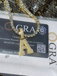 Cargar la imagen en la vista de la galería, VVS GRA certified Lab Diamond A initial Pendant, A letter charm, 100% passes diamond testers, 14K Gold vermeil diamond A, Gift for Him/Her
