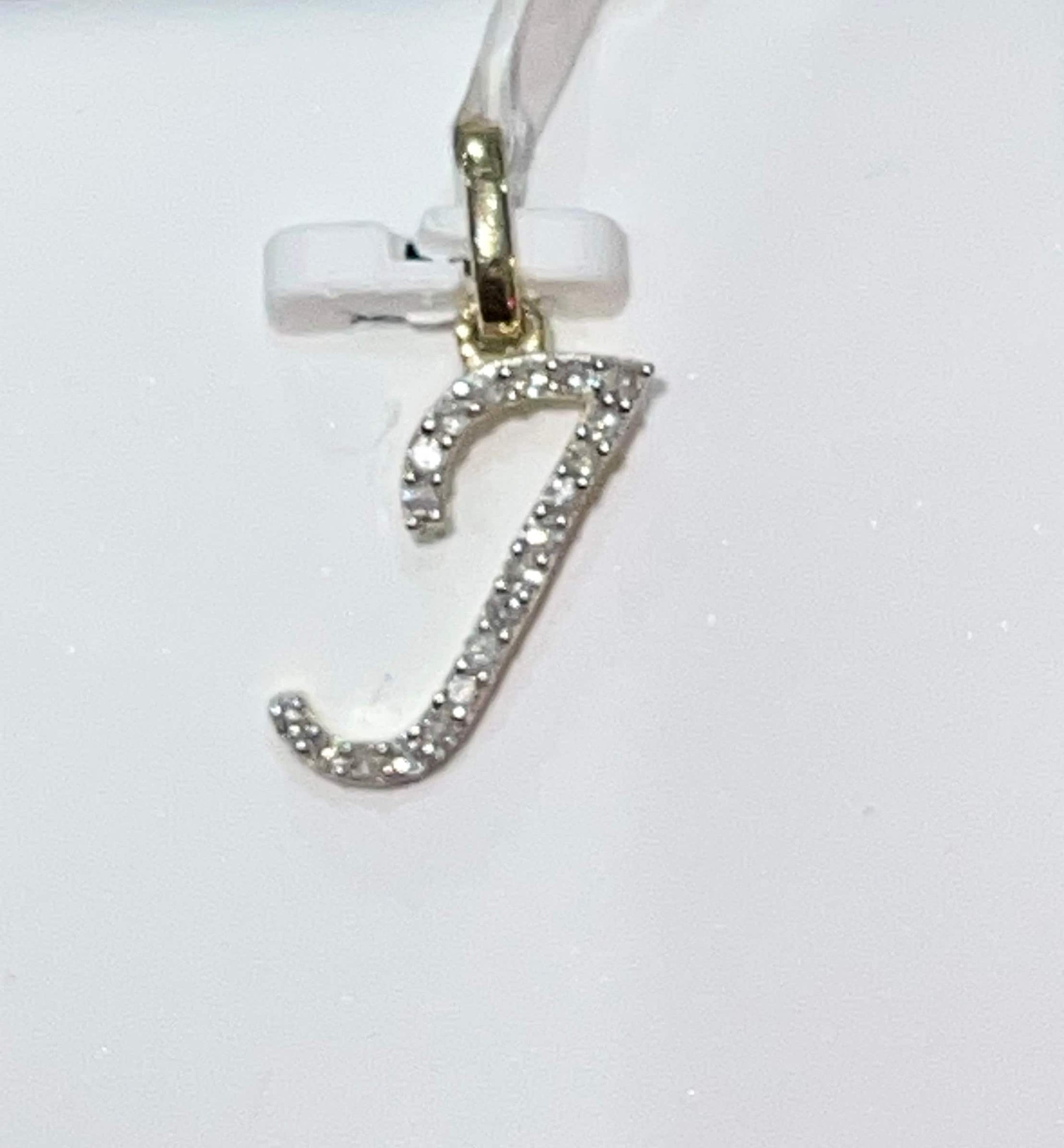 10K Solid Gold J initial pendant, Real diamond J initial, personalized J letter pendant, J letter jewelry, Anniversary Gift, Birthday Gift,