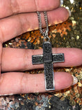 Cargar la imagen en la vista de la galería, Genuine Rare Black Diamond Cross Pendant, 100% passes diamond testers, Cross pendant for men, unique Gift for him, Black Diamond Men Cross
