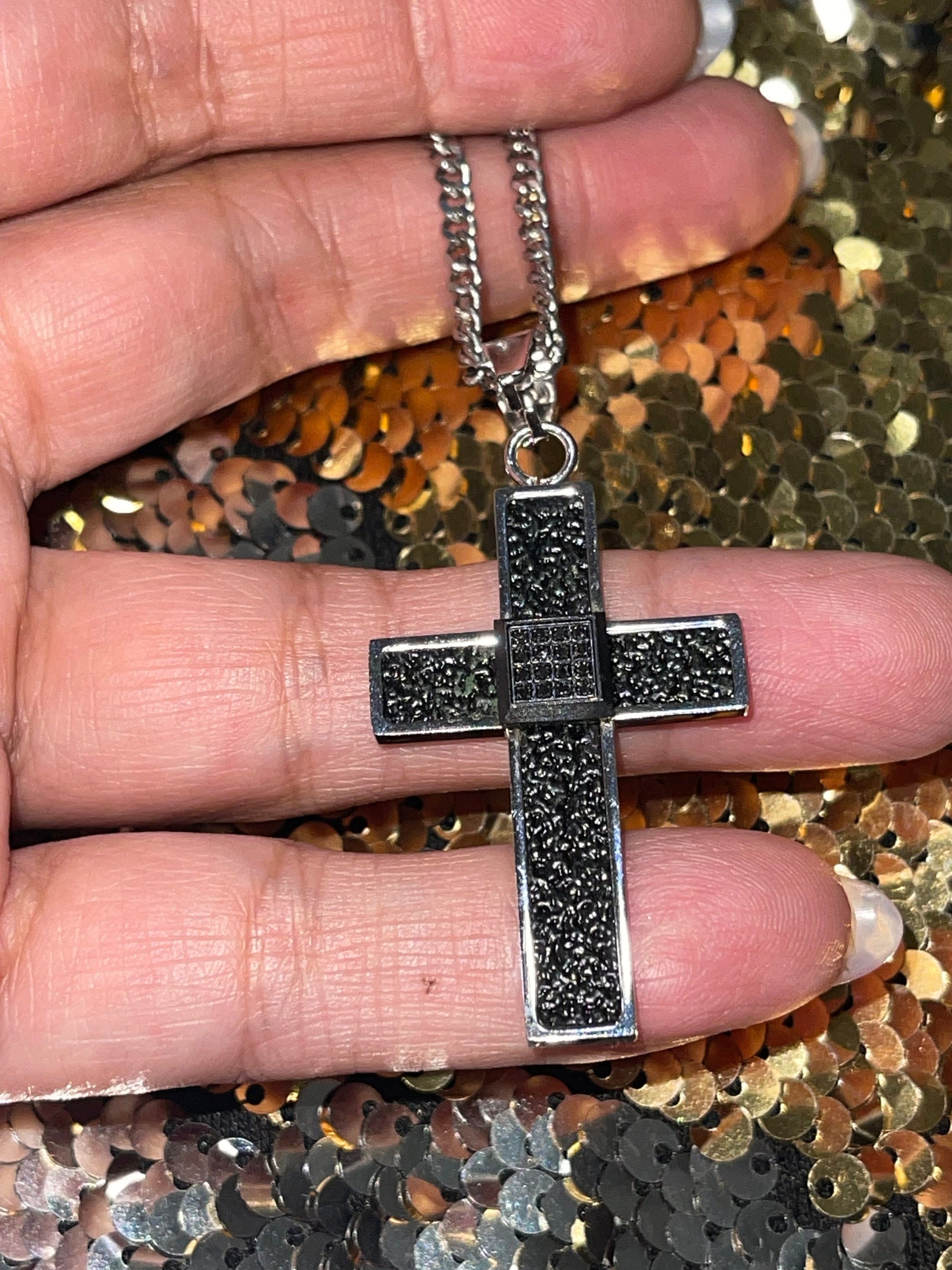 Genuine Rare Black Diamond Cross Pendant, 100% passes diamond testers, Cross pendant for men, unique Gift for him, Black Diamond Men Cross