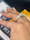 Cargar la imagen en la vista de la galería, VVS Engagement ring, 14k White Gold vermeil, GRA certified VVS moissanite diamond bridal ring, 100% passes diamond tester Stunning ring gift
