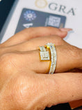 Cargar la imagen en la vista de la galería, VVS Gra Certified Ladies ring, very popular Ring style, Anniversary gift, 100% passes diamond tester, 14K Gold Vermeil, Diamond Cuff Ring
