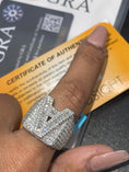 Load image into Gallery viewer, VVS Gra certified Diamond A initial ring, 100% passes diamond testers, 14k White Gold vermeil, HipHop Jewelry, Unique Iced out Moissanite
