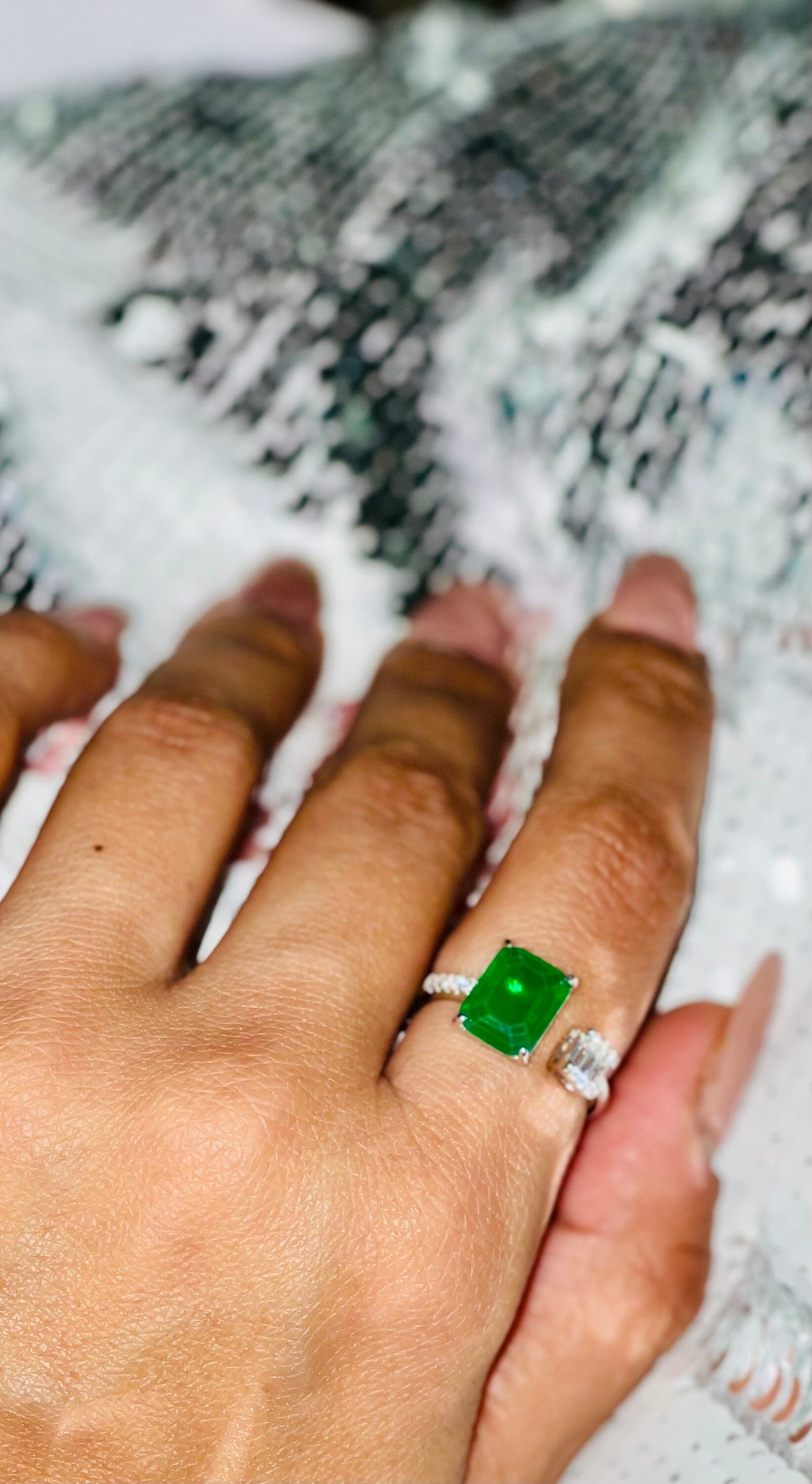 Uniquely designed Custom made emerald gemstone Crystal ring, Gifts for her, Anniversary gift, Christmas Gift, Best Affordable Gift for women