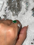 Cargar la imagen en la vista de la galería, Emerald crystal ring, 14k white gold vermeil w/ Swarovski and Emerald Crystals, Gift for Her, Anniversary Birthday Present, Christmas gift

