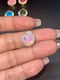 Cargar la imagen en la vista de la galería, 14K Gold Vermeil, VVS Moissnaite diamond urn pendant, Unique rare Natural opal urn necklace, 100% passes diamond tester, Memorial Keepsake
