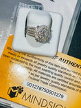 Load image into Gallery viewer, VVS Engagement ring, 14k White Gold vermeil, GRA certified VVS moissanite diamond bridal ring, 100% passes diamond tester Stunning ring gift
