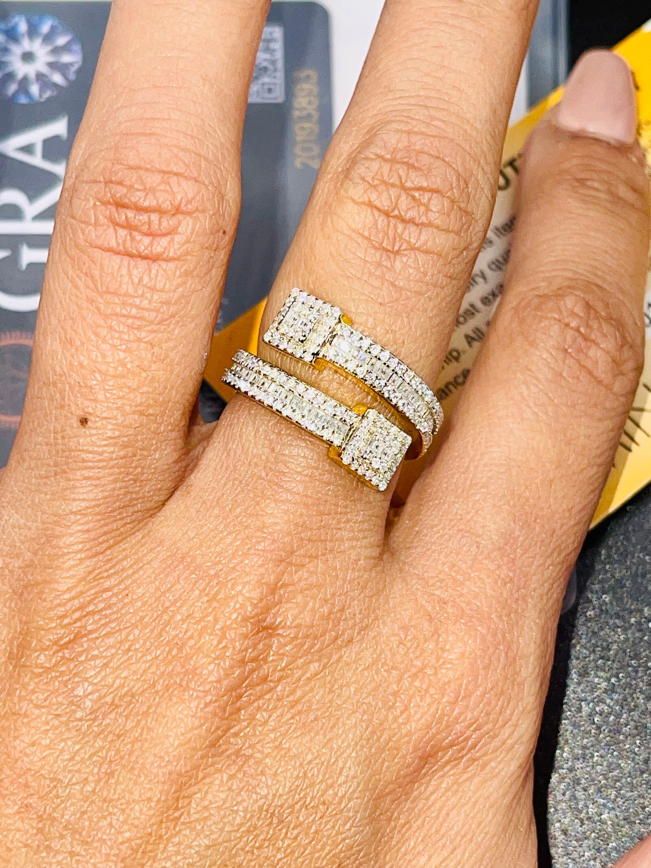VVS Gra Certified Ladies ring, very popular Ring style, Anniversary gift, 100% passes diamond tester, 14K Gold Vermeil, Diamond Cuff Ring