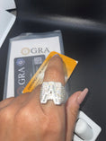 Cargar la imagen en la vista de la galería, VVS Gra certified Diamond A initial ring, 100% passes diamond testers, 14k White Gold vermeil, HipHop Jewelry, Unique Iced out Moissanite
