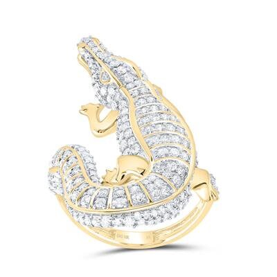 10K Real Gold Crocodile Ring | Natural Diamond Alligator Ring | Luxury Diamond Jewelry | Gold Alligator Ring | Unisex Real Diamond Ring Gift