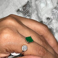 Load image into Gallery viewer, Emerald crystal ring, 14k white gold vermeil w/ Swarovski and Emerald Crystals, Gift for Her, Anniversary Birthday Present, Christmas gift

