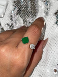 Load image into Gallery viewer, Emerald crystal ring, 14k white gold vermeil w/ Swarovski and Emerald Crystals, Gift for Her, Anniversary Birthday Present, Christmas gift
