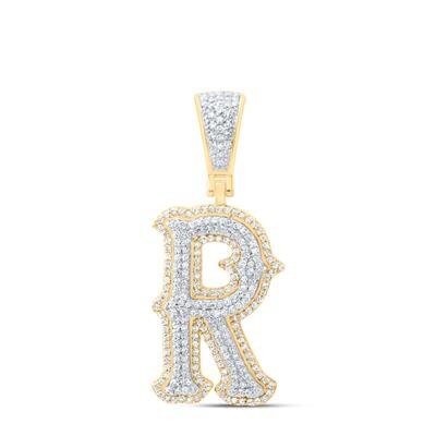 10k Real Gold & Real Diamond Old English Text Initial Name Pendant - Personalized Gift for Him/Her - All Letters Available Free Appraisal