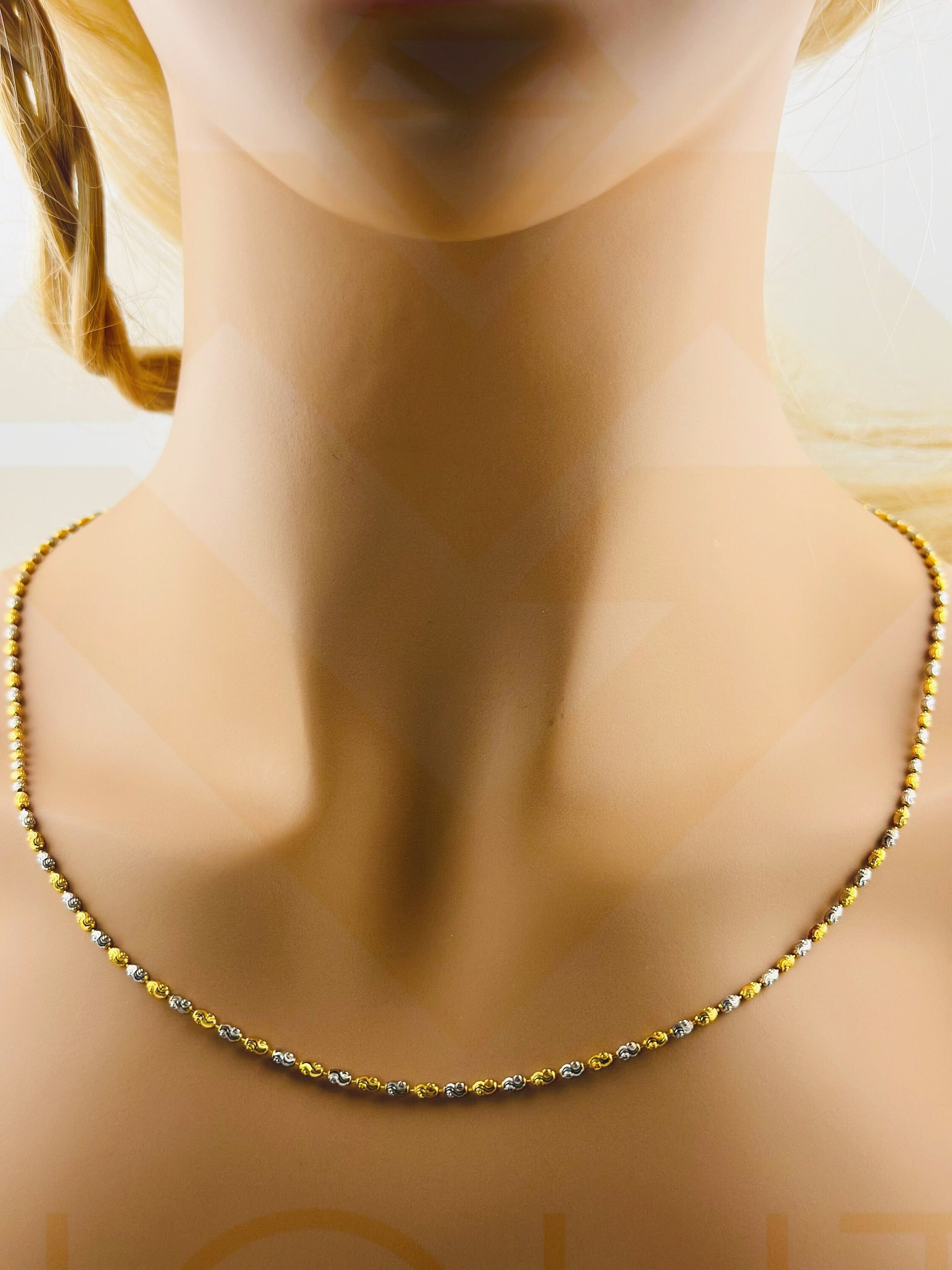 10k Solid Gold Two-Tone Unique Rare Custom Chain for Her - Stunning Christmas Gift, Anniversary, Birthday - Free Appraisal - Gifts for Women