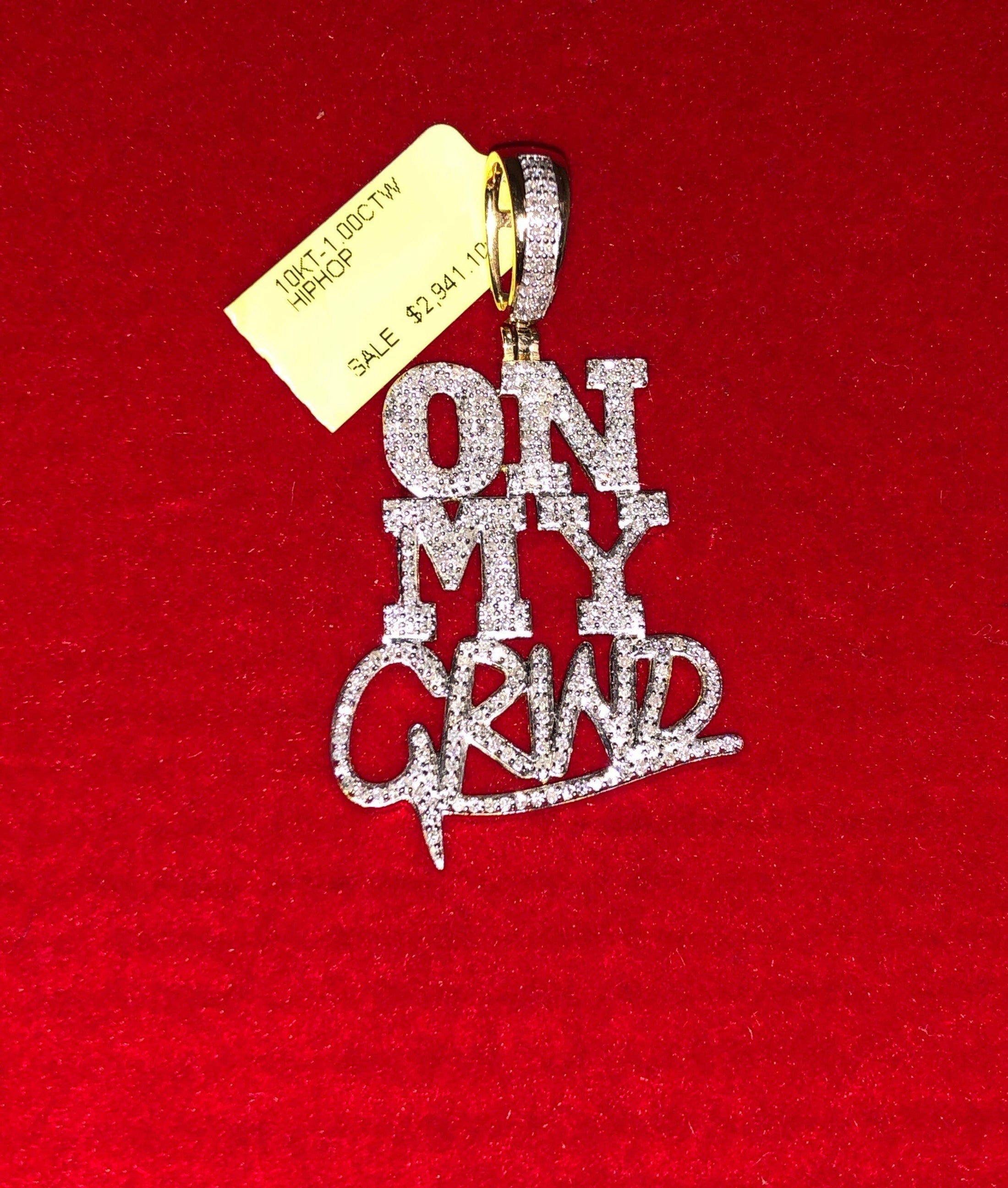 Real 10k Solid Gold VS Natural Diamond Pendant - Custom On My Grind Charm for Men. Birthday, Anniversary or Christmas Present Free Appraisal