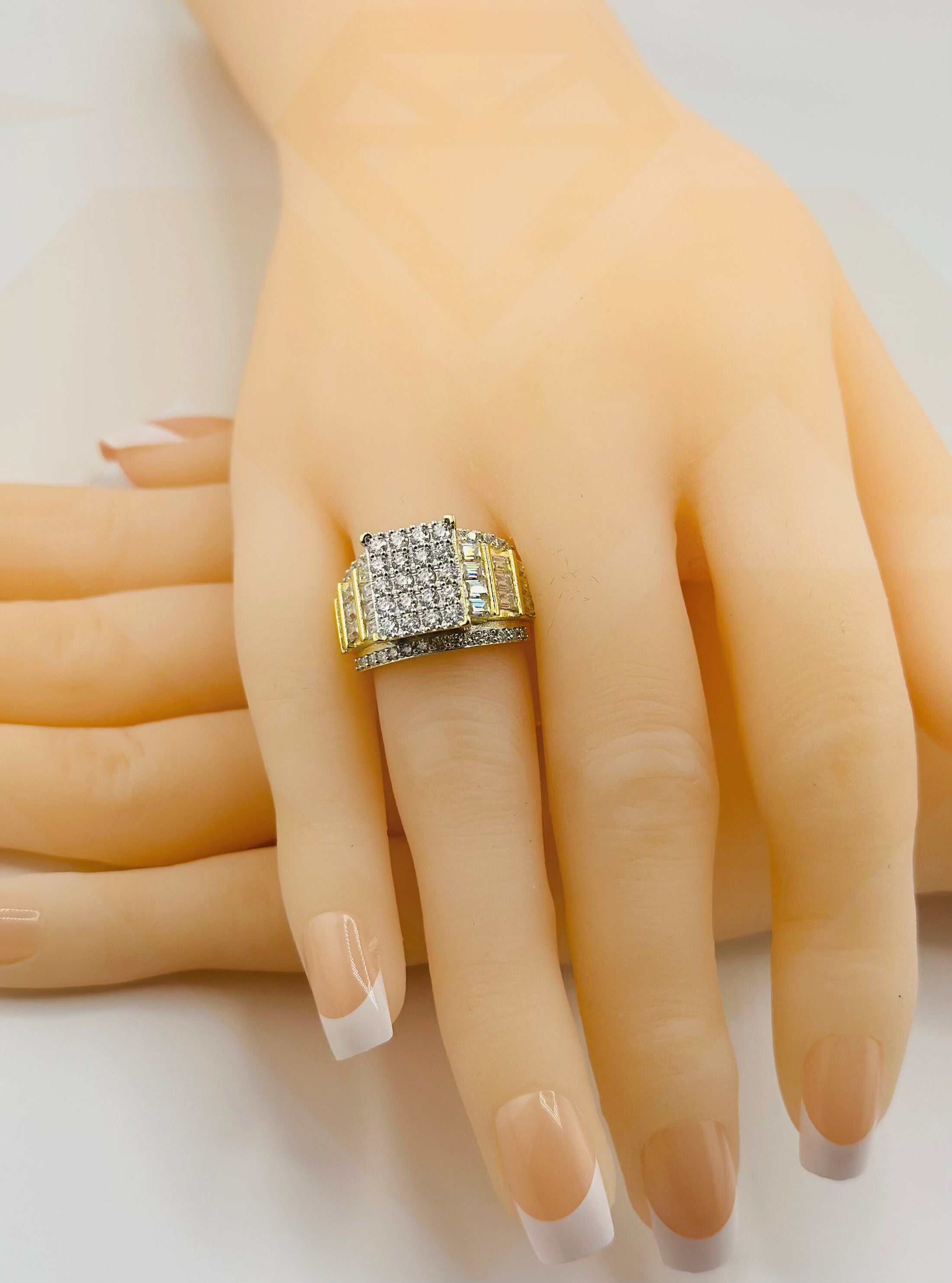 VVS Stunning Ladies Iced Out GRA Certified Moissanite Diamond Ring 14k Gold Vermeil | 100% Passes Diamond Testers Anniversary Wedding Ring