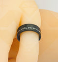Load image into Gallery viewer, Rare Black Meteorite Crystal Tungsten Hand crafted unique Band for men, Wedding band, Engagement proposal promise ring for men Gifts for him
