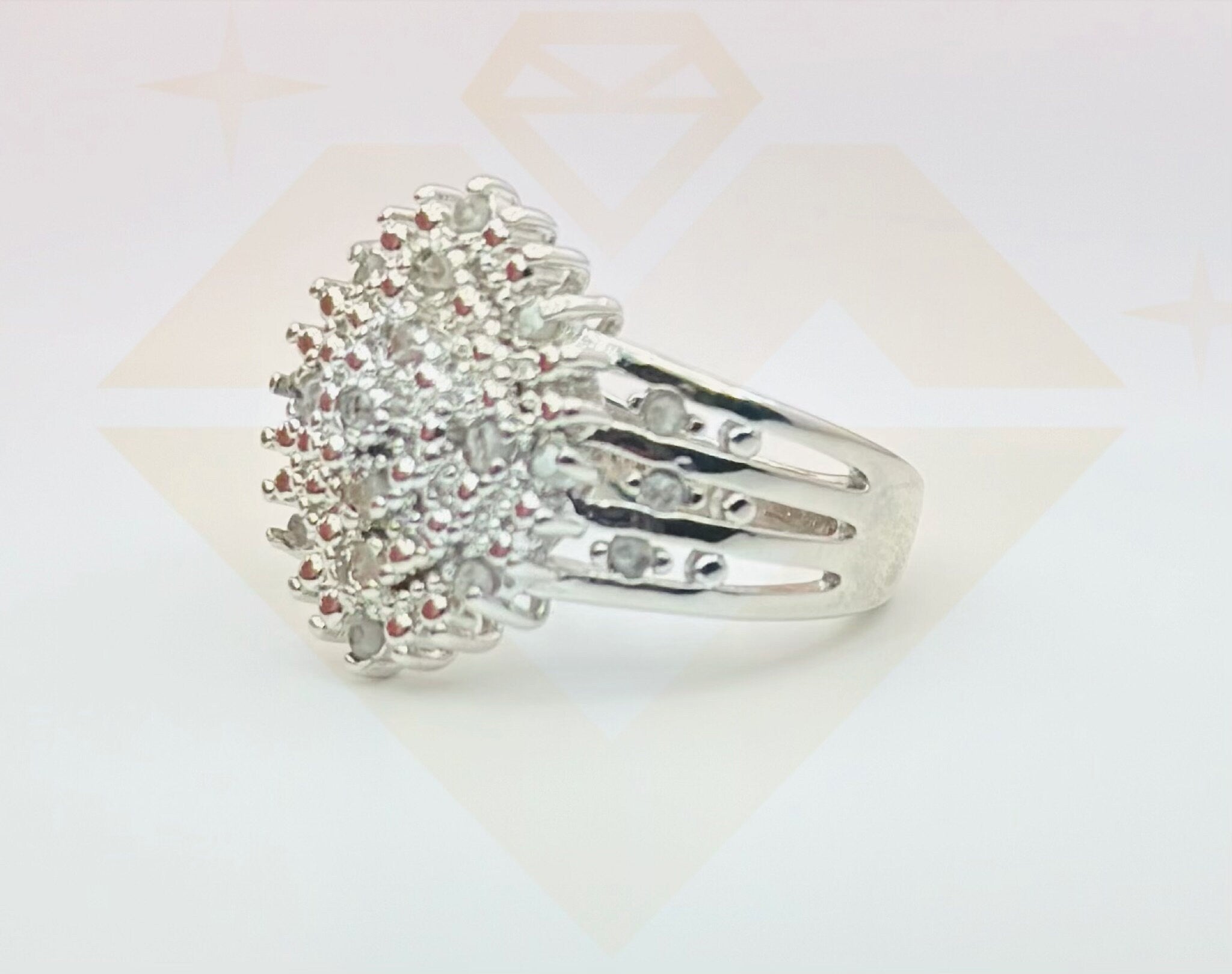 Real Diamond Elegant gift ring for her 14k white gold vermeil genuine diamond ring, Engagement Promise Wedding Bridal Jewelry ring Christmas