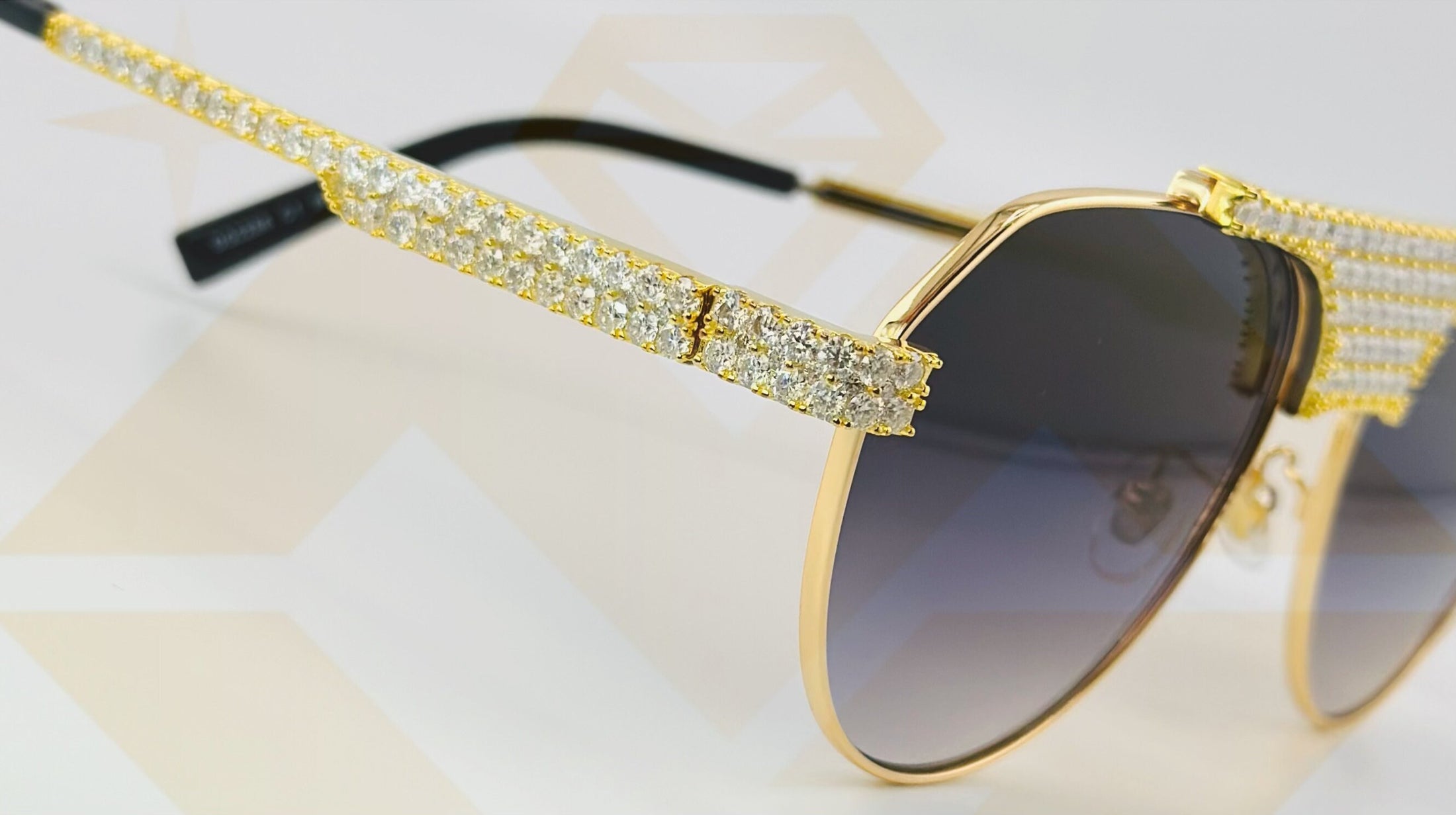 Iced out 14k real gold vermeil diamond vvs Real moissanite diamond sunglasses, Unisex gift idea 4ct GRA Certified 100% passes diamond tester