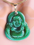 Load image into Gallery viewer, Genuine Traditional Jade Buddha 14k Real Yellow Gold Vermeil 925 stamped pedant, Happy Buddha Jade Green Charm, Good fortune necklace, Gift
