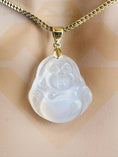 Load image into Gallery viewer, White Jade Happy Buddha Pendant, Symbol of Purity, Good Fortune, Happiness, Gift ideas, Traditional Pendant Unisex Gift Idea, Christmas Gift
