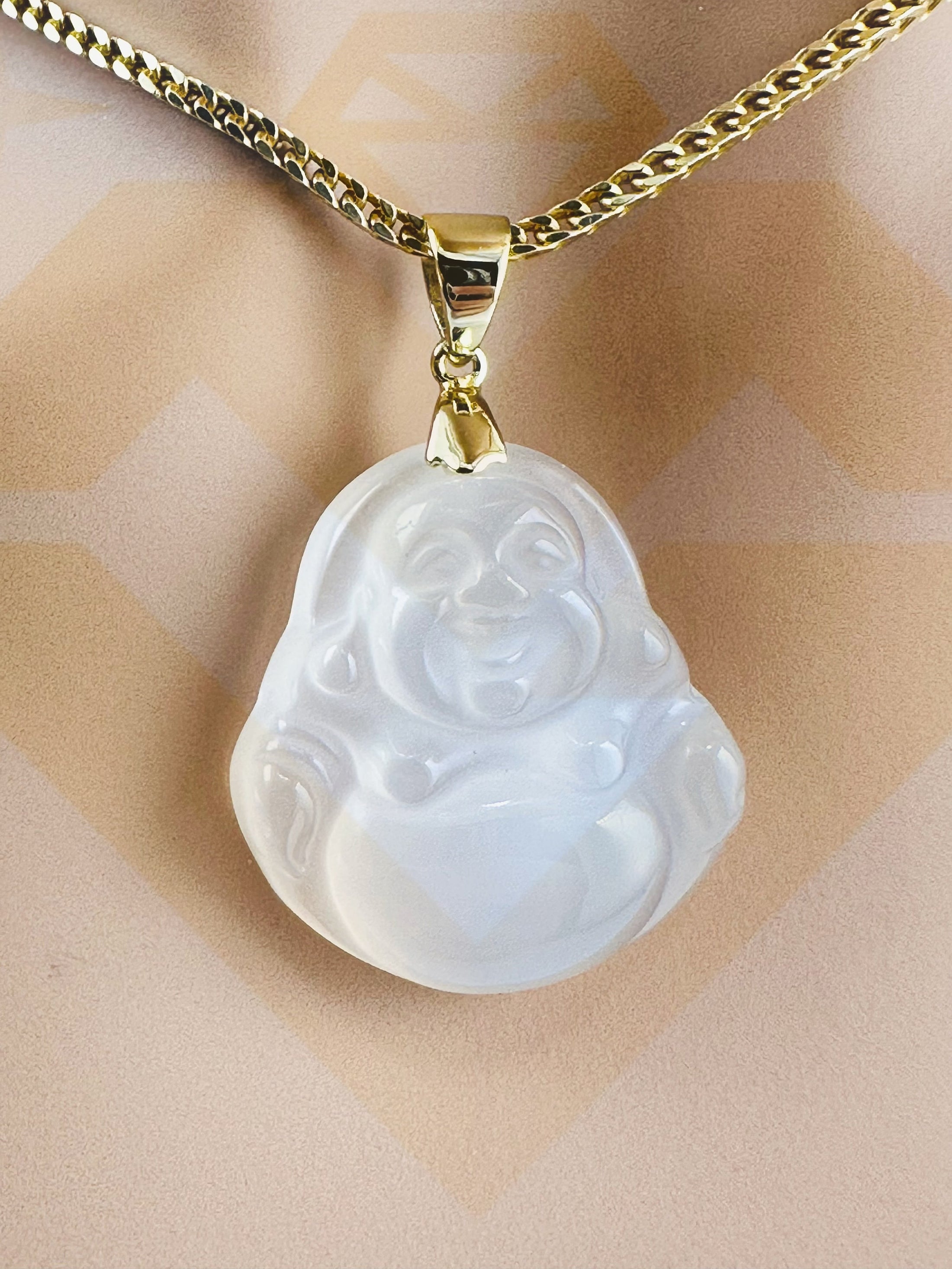 White Jade Happy Buddha Pendant, Symbol of Purity, Good Fortune, Happiness, Gift ideas, Traditional Pendant Unisex Gift Idea, Christmas Gift