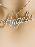 Load image into Gallery viewer, 10k solid gold Real Diamond Angela name pendant, personalized name pendant, custom jewelry, FREE Appraisal, Birthday Christmas Anniversary
