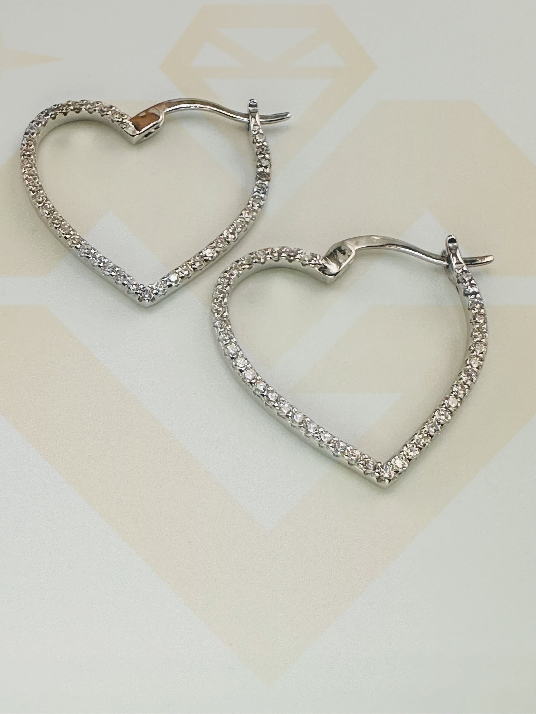 Heart Hoop Earrings, Simulated Diamond Heart Hoops for Her, VVS Swarovski Crystal heart huge earrings, Birthday Present, Anniversary gifts,