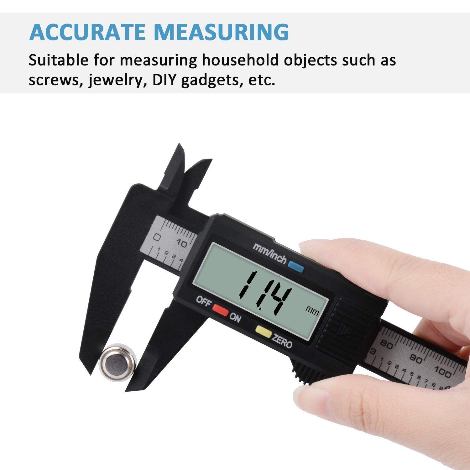 Digital Caliper, Adoric 0-6" Measuring Tool - Electronic Micrometer Caliper Large LCD Screen, Auto-Off Feature, Inch & Millimeter Conversion