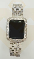 Load image into Gallery viewer, Custom Diamond Band VVS GRA certified 30ct Real moissnaite diamond band/Bezel made for all apple watch series, Diamond band for 45mm 41mm 49
