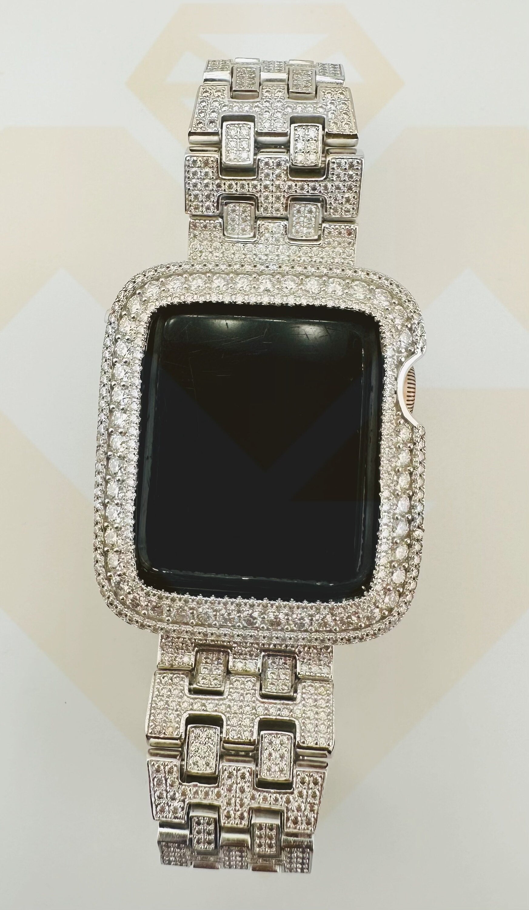 Custom Diamond Band VVS GRA certified 30ct Real moissnaite diamond band/Bezel made for all apple watch series, Diamond band for 45mm 41mm 49