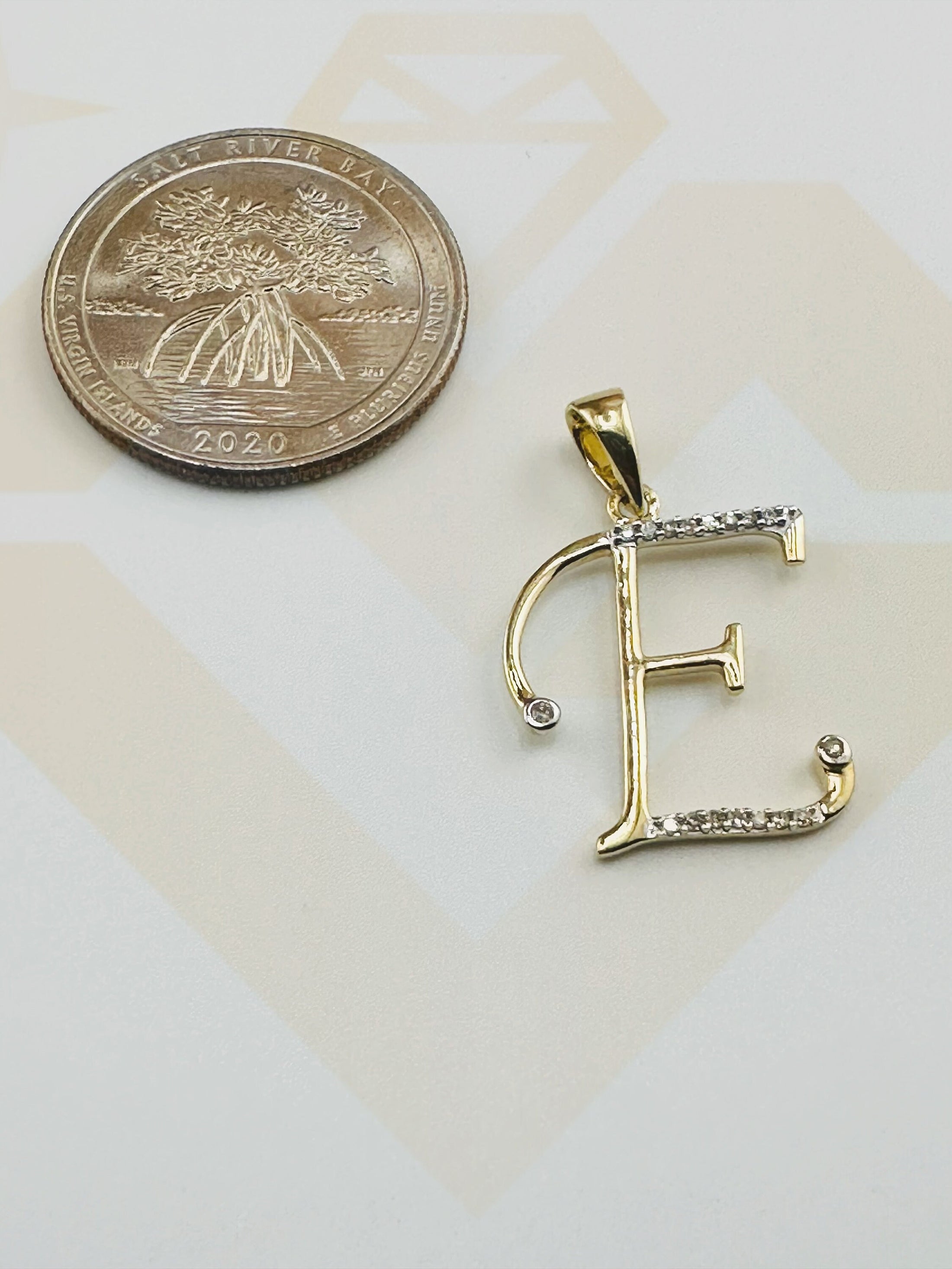 10k Solid Gold E Initial Real Diamond Charm | E Diamond Letter Pendant | Personalized Gift for Her/Him | Christmas Present Custom Initials