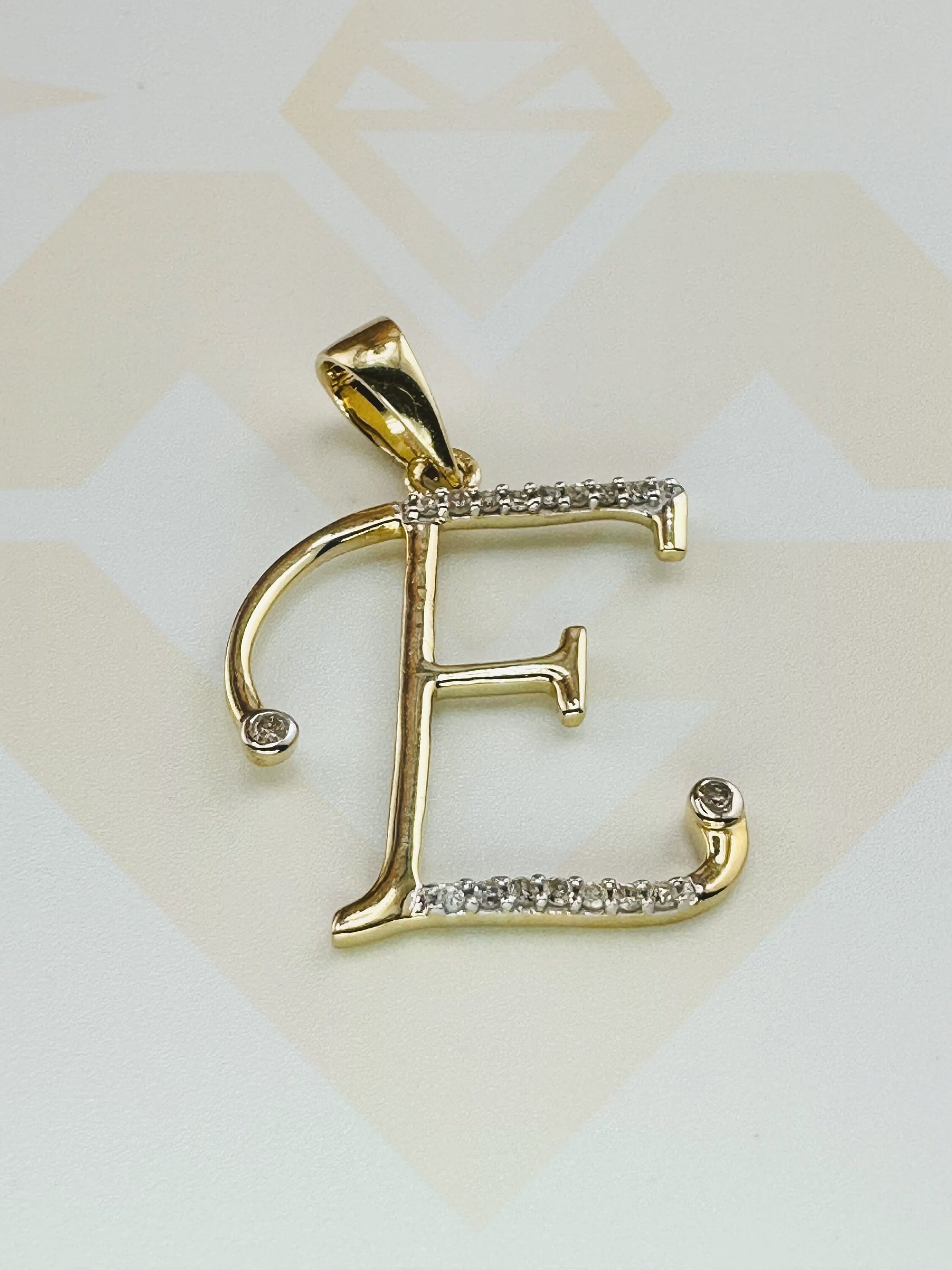 10k Solid Gold E Initial Real Diamond Charm | E Diamond Letter Pendant | Personalized Gift for Her/Him | Christmas Present Custom Initials