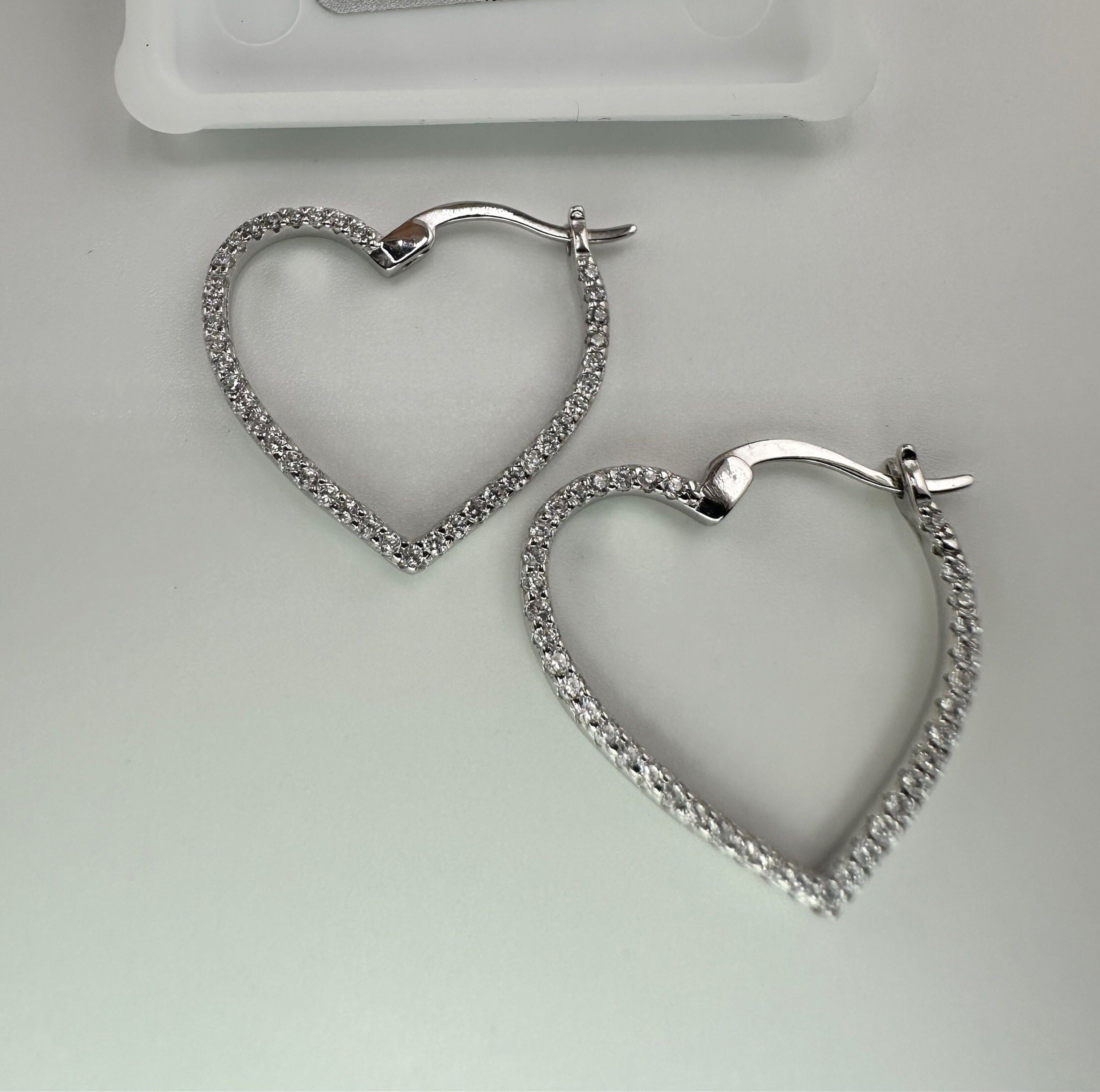 Heart Hoop Earrings, Simulated Diamond Heart Hoops for Her, VVS Swarovski Crystal heart huge earrings, Birthday Present, Anniversary gifts,