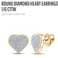 Cargar la imagen en la vista de la galería, Real Diamond Heart Earrings. Perfect gift 1/6cttw real natural diamonds, Gift for her, Anniversary Birthday present, Christmas Gift for girl
