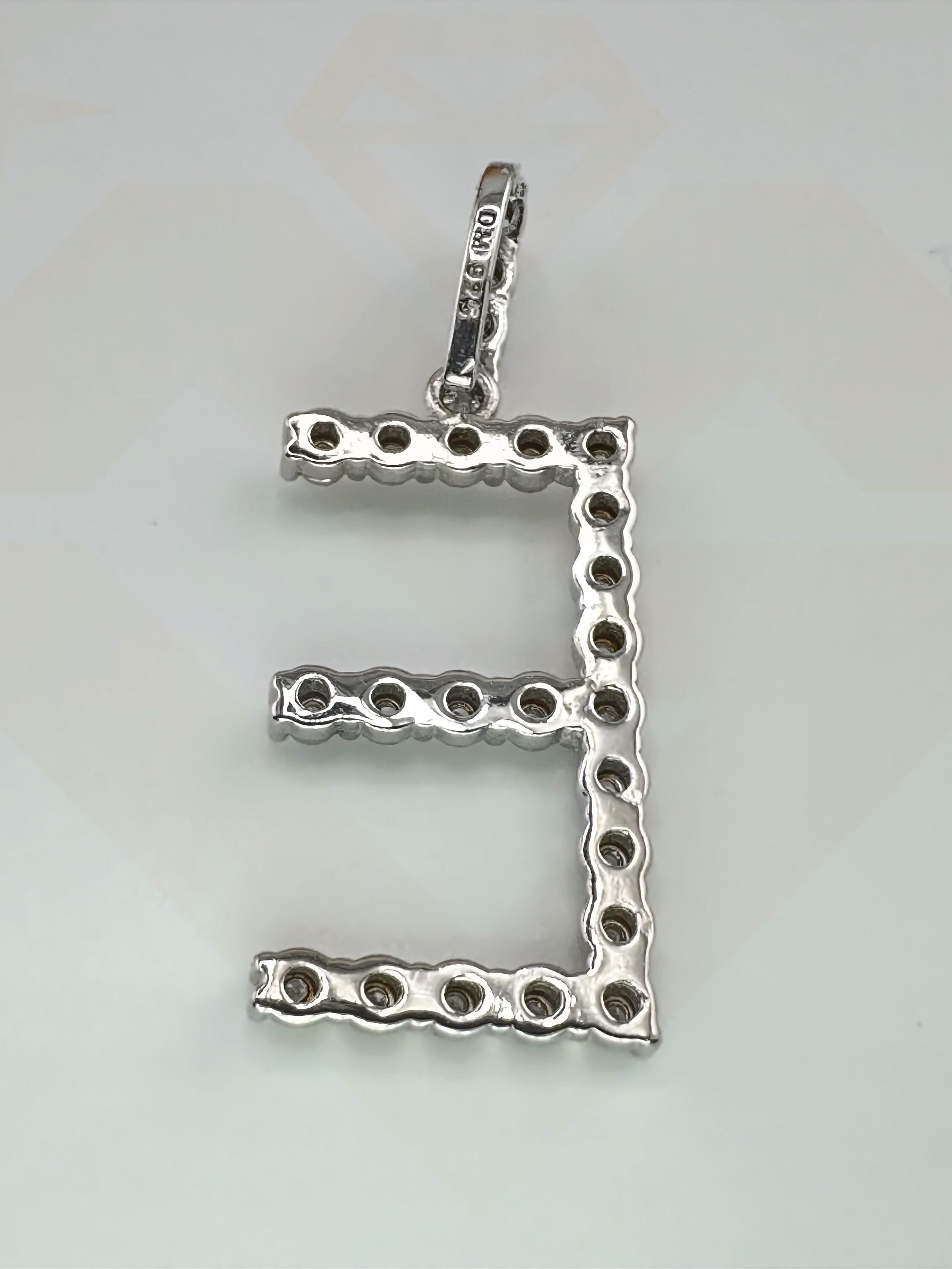 10K Real Diamond White Gold Vermeil E Letter Pendant Necklace | E Initial Diamond Charm | Name Pendant Necklace | E Letter 925 Stamped Gift