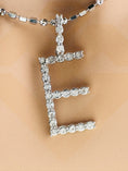 Cargar la imagen en la vista de la galería, 10K Real Diamond White Gold Vermeil E Letter Pendant Necklace | E Initial Diamond Charm | Name Pendant Necklace | E Letter 925 Stamped Gift
