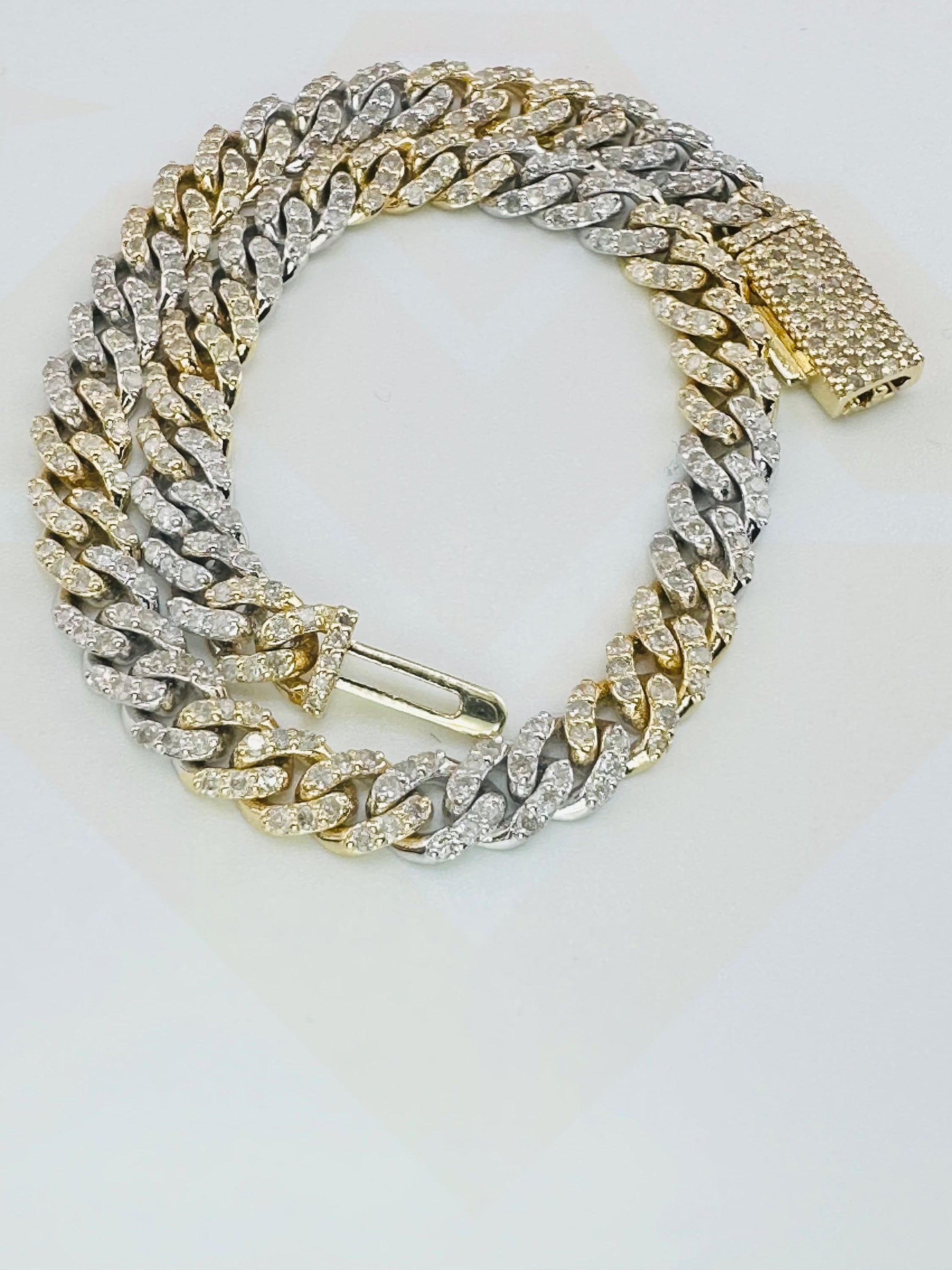 10k Solid Gold 2 tone Real diamond cuban link bracelet, Free Appraisal, 100% Real gold Real Diamonds, Gift for him, Gift for her, Birthday