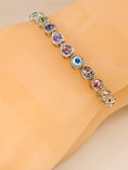 Load image into Gallery viewer, White Gold Vermeil Stunning Multi-Color Bolo Bracelet w/ Swarovski Crystals - A Radiant Gift for Her Anniversary Birthday - Adjustable Bolo

