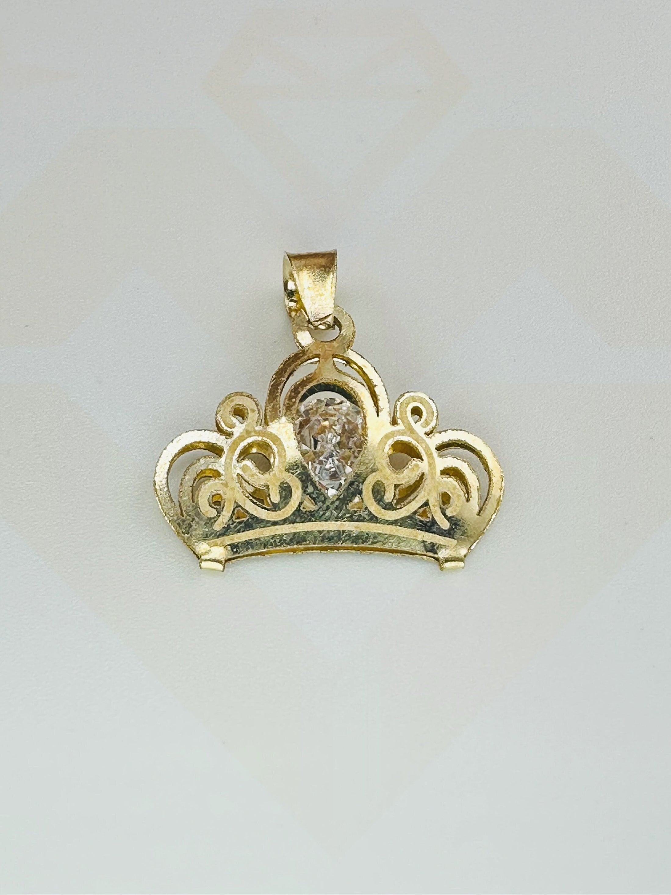 10k Solid Gold Crown Pendant Charm Necklace for her, gift for her, Queen Princess gift, Crown Necklace, Swarovski Crystal Birthday present